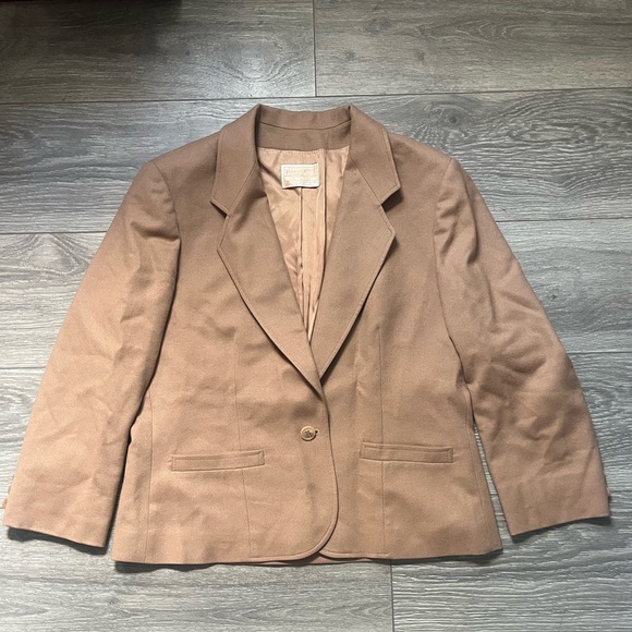 Pendleton Camel Tan 100% Wool Long Sleeve Vintage Blazer Career Professional 14 - Picture 1 of 6